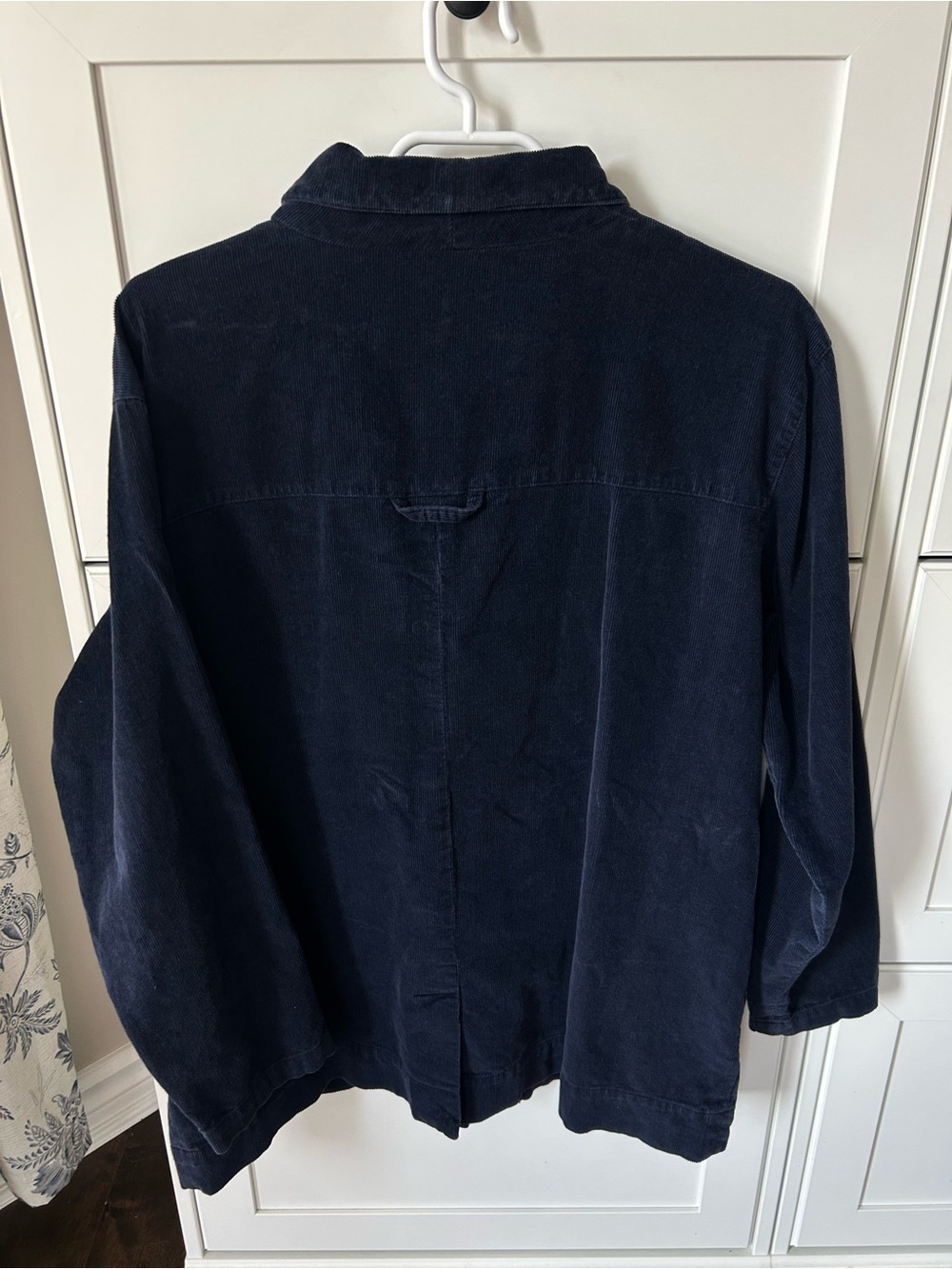 Embroidered Navy Button-Down Corduroy Shirt - Raspberry Detail - Picture 4 of 8